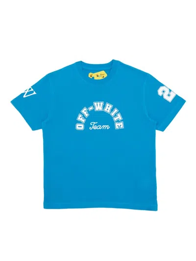 Off-white Kids' Team 23 Cotton T-shirt In Blue