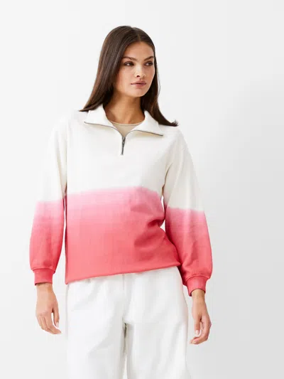 French Connection Fc Ombre Half Zip Sweatshirt Camellia/ivory In White