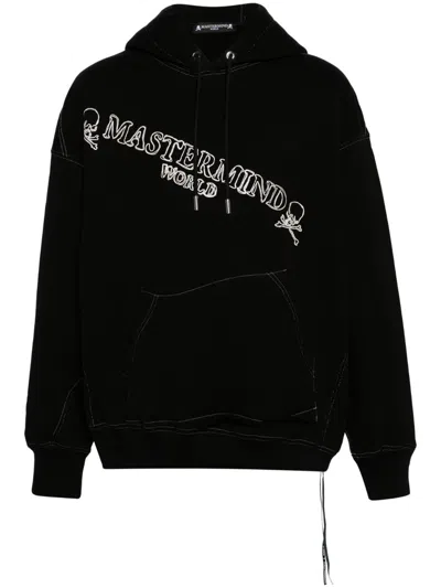 Mastermind Japan Black Logo-embroidered Cotton Hoodie