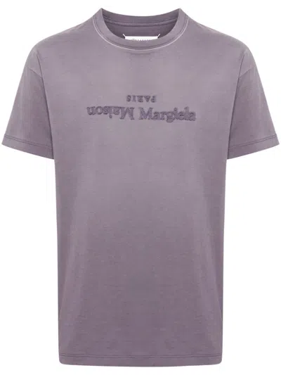 Maison Margiela T-shirt Mit Logo-stickerei In Purple