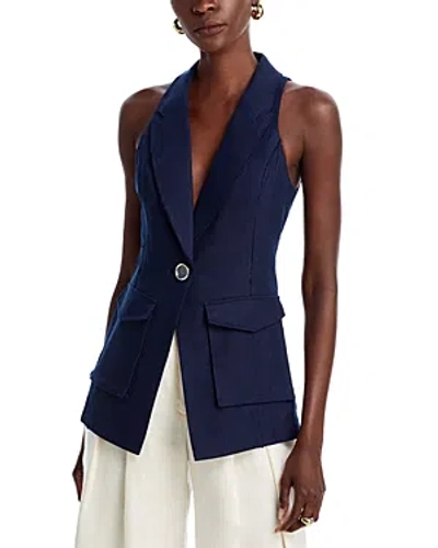 Ramy Brook Paloma Longline Suiting Vest In Spring Navy