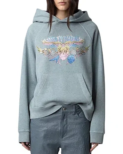 Zadig & Voltaire Georgy Embellished Graphic Tour Hoodie In Glacier