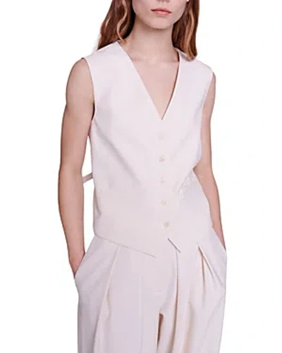 Maje Vivalda Woven Waistcoat In Ecru