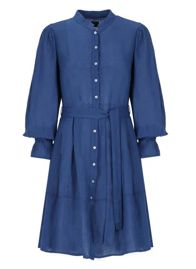 120% Lino Dresses Blue