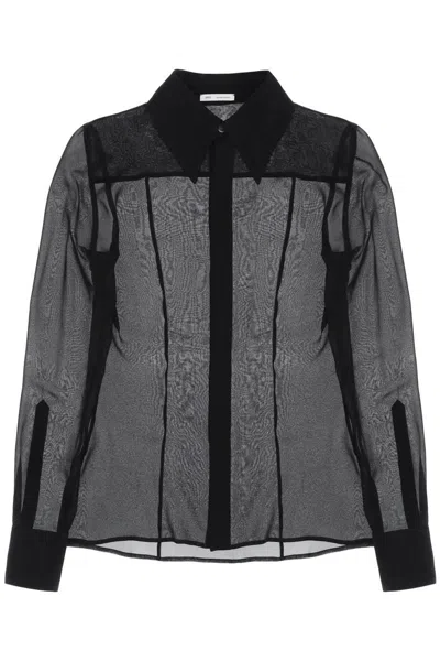 Ami Alexandre Mattiussi Semi-transparent Silk Shirt In Black