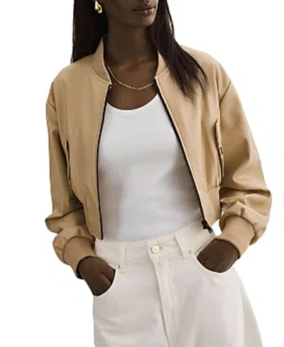 Lamarque Evelin Faux-leather Bomber Jacket In Wheat