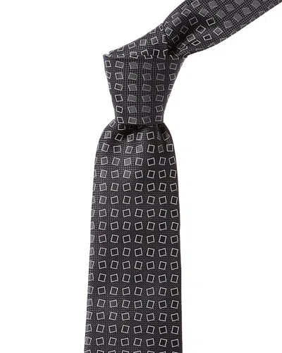 Canali Grey Squares Silk Tie