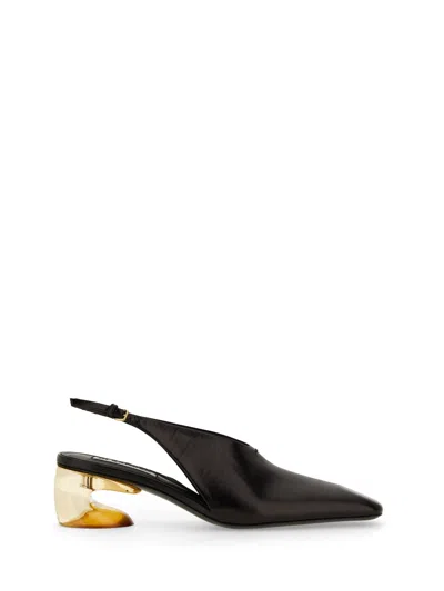 Jil Sander Slingback Leather Pumps In Black