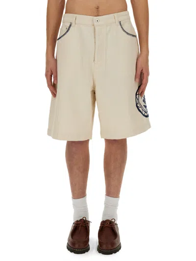 Drôle De Monsieur Cotton Bermuda Shorts In Powder