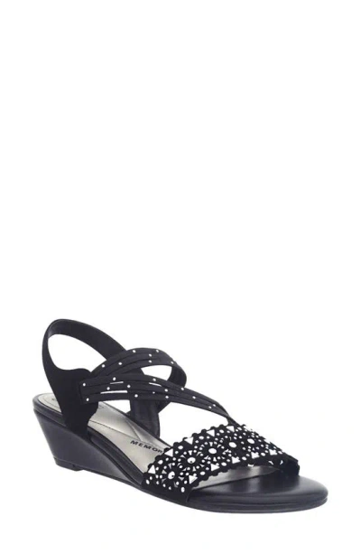 Impo Women's Gatrina Embellished Stretch Wedge Sandals In Black