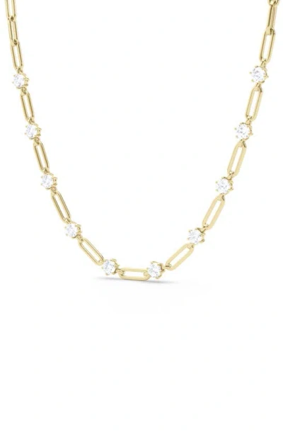 Hautecarat Lab-created Diamond Paper Clip Chain Necklace In 18k Yellow Gold