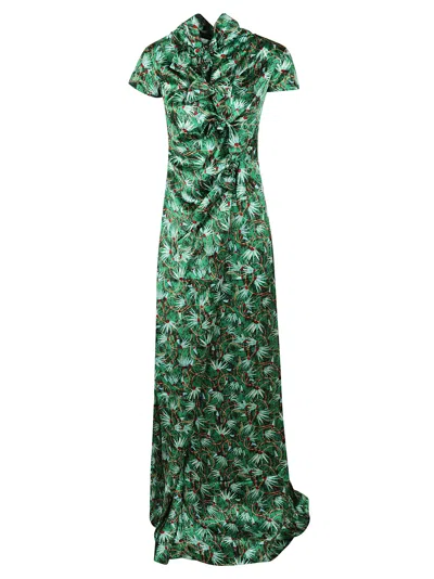 Saloni Kelly Long Dress In Emerald