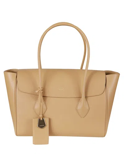 Ferragamo Logo Detail Top Handle Tote In Light Camel