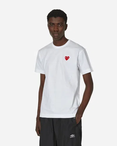 Comme Des Garçons Play Heart-patch Cotton T-shirt In White