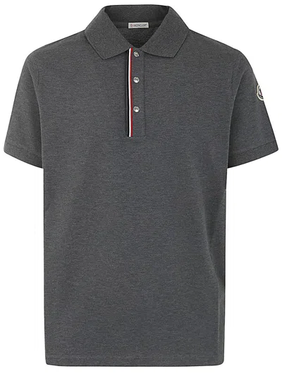 Moncler Short Sleeves Polo Clothing In Black