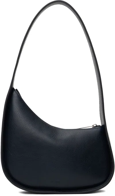 The Row Half Moon Leather Shoulder Bag In Black