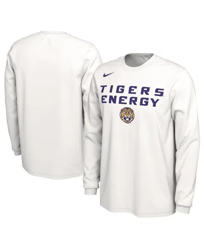 Nike Unisex   White Lsu Tigers 2024 On-court Bench Energy Long Sleeve T-shirt