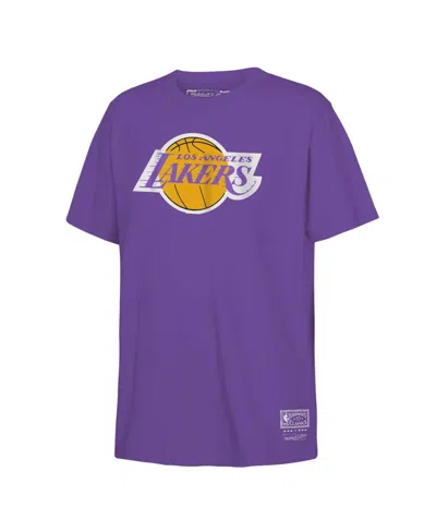 Mitchell & Ness Kids' Big Boys  Purple Los Angeles Lakers Hardwood Classics Retro Logo T-shirt