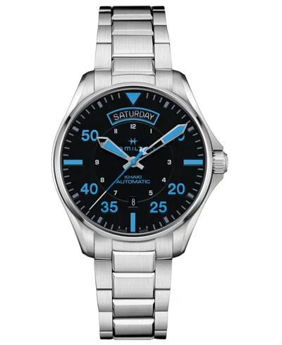 Hamilton Men's Swiss Automatic Khaki Pilot Air Zermatt Stainless Steel Bracelet Watch 42mm In Black / Khaki