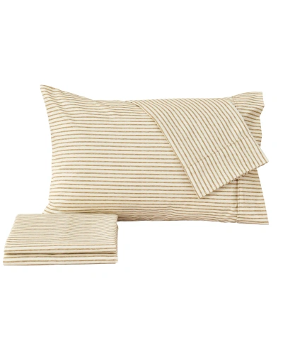 Premium Comforts Striped Microfiber Crease Resistant 4 Piece Sheet Set, Full In Stripe - Light Taupe