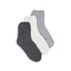 Stems Plush Ankle Socks 3-pack In Ivory,grey,charcoal