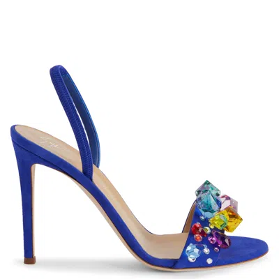Giuseppe Zanotti Blinda 105mm Suede Sandals In Blue