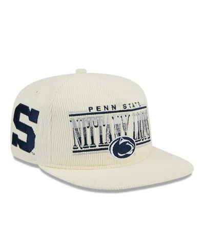 New Era White Penn State Nittany Lions Throwback Golfer Corduroy Snapback Hat