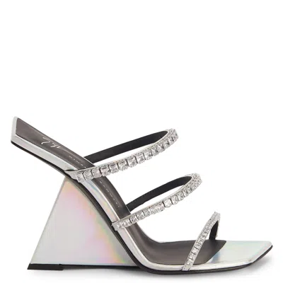 Giuseppe Zanotti Clareence Leather 105mm Sandals In Silver