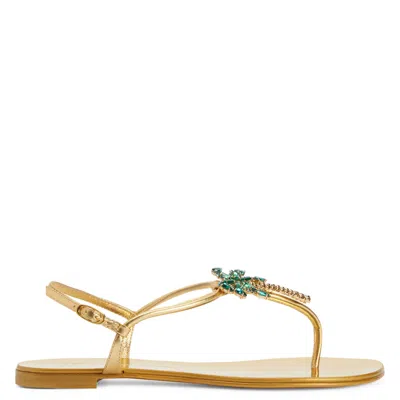 Giuseppe Zanotti Tropical Beach Flat Sandals In Gold