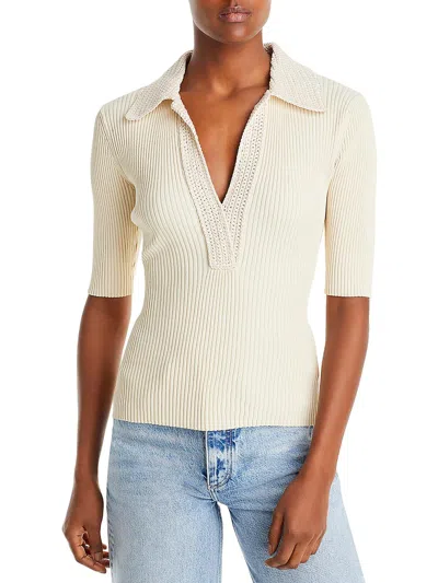 A.l.c Womens Ribbed Crochet Pullover Top In White