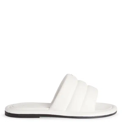 Giuseppe Zanotti Harmande Flat Leather Sandals In White