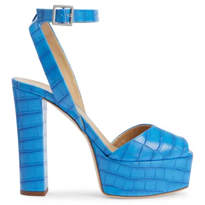 Giuseppe Zanotti Betty 120mm Crocodile-print Sandals In Blue