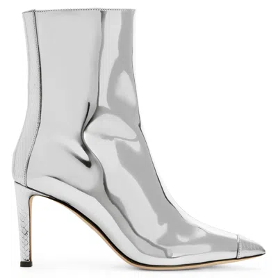 Giuseppe Zanotti Mirea 高跟皮质短靴 In Silver