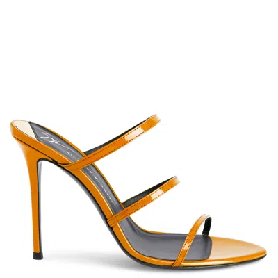 Giuseppe Zanotti Alimha Leather 105mm Sandals In Orange
