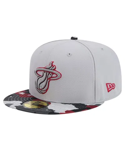 New Era Gray Miami Heat Active Color Camo Visor 59fifty Fitted Hat