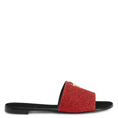 Giuseppe Zanotti Shirley Glitter-detail Flat Sandals In Red