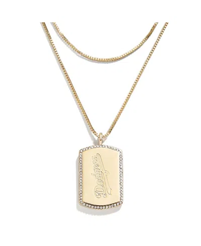Wear By Erin Andrews X Baublebar Los Angeles Dodgers Dog Tag Necklace In Gold-tone