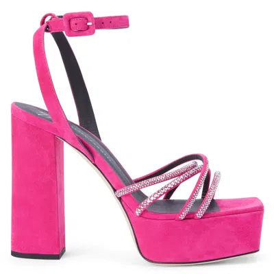 Giuseppe Zanotti Arhama 80 Crystal-embellished Suede Platform Sandals In Pink