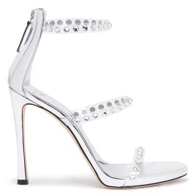 Giuseppe Zanotti Harmony Shine Embellished Pvc And Mirrored-leather Sandals In Silver