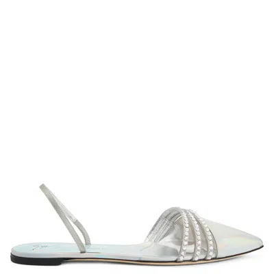 Giuseppe Zanotti Claralie Slingback Flat Sandals In Silver