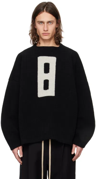 Fear Of God Mens Black Graphic-intarsia Relaxed-fit Wool-blend Jumper