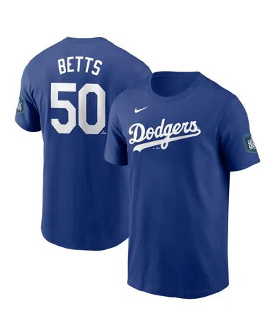 Nike Men's  Mookie Betts Royal Los Angeles Dodgers 2024 Mlb World Tour Seoul Series Name And Number T
