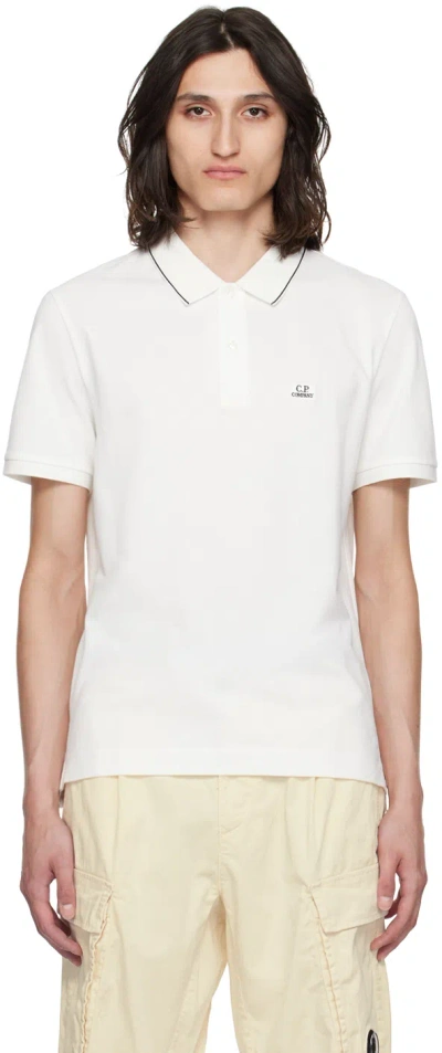 C.p. Company Logo-patch Cotton Polo Shirt In White