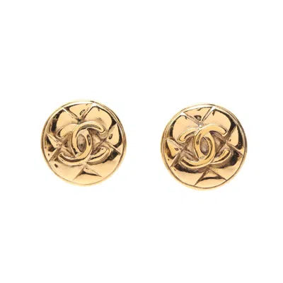 Pre-owned Chanel Coco Mark Earrings Gp Gold Vintage