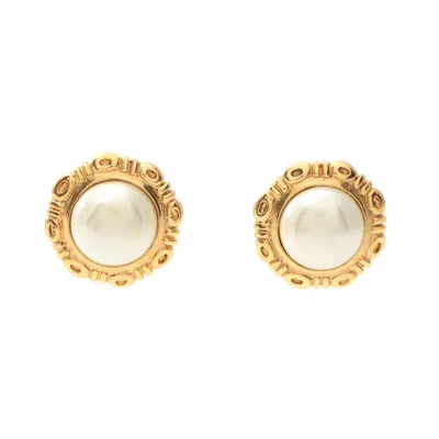 Pre-owned Chanel Earrings Gp Fake Pearl Gold Vintage