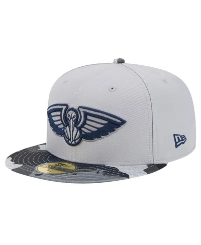 New Era Gray New Orleans Pelicans Active Color Camo Visor 59fifty Fitted Hat