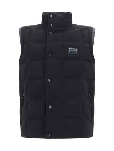 Dolce & Gabbana Down Vest In Nera/multi