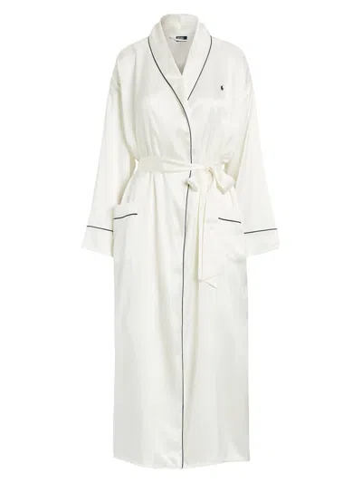 Polo Ralph Lauren Women's Belted Silk-blend Dressing Gown In Ecru