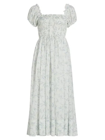 D Ô E N Women's Stanza Floral Midi-dress In Blanc Bluebell Ballad
