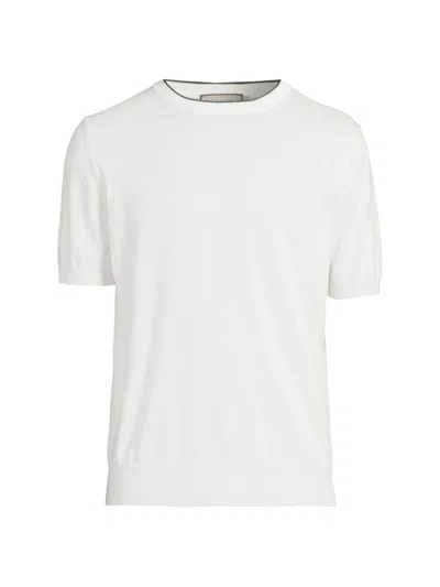 Canali Men's Cotton Contrast Knit T-shirt In White